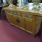 Chinese Solid Wood Altar Honey stained elmwood hand carved Cabinet Table