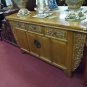 Chinese Solid Wood Altar Honey stained elmwood hand carved Cabinet Table