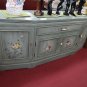 Chinese Wood light greenwood flowers design cut corner Cabinet