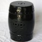 Solid black porcelain garden stool 18" high