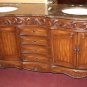 72" Teak bathroom double vanity sink coffee marble traditional design