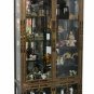 Chinese glass display curio gold leaf flowers and birds design asian