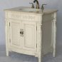 32" Cream Marble bathroom vanity Whitewash finish sink