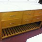 60" White Marble bathroom vanity light honey stain wood finish double sink