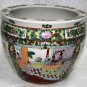 Rose medallion with flowers porcelain fishbowl 18" wide