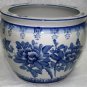 Solid blue and white with flowers porcelain fishbowl 18" wide