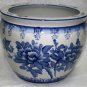 Solid blue and white with flowers porcelain fishbowl 18" wide