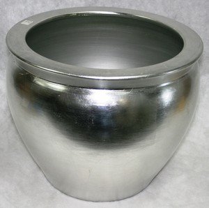 Solid silver leaf porcelain fishbowl 16" wide