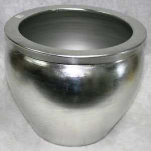 Solid silver leaf porcelain fishbowl 18" wide