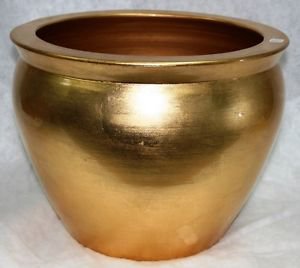 Solid gold leaf porcelain fishbowl 16" wide