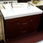 48" modern bath double sink vanity cherry cabinet with porcelain top w/ faucets