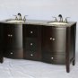 60" Espresso-stained bathroom double vanity sink brown marble
