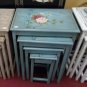 Chinese light green wood flowers and birds nest of table set of 4