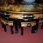 48" oval glass top gold leaf mother of pearl coffee table w/stool