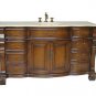 60" Teak-stained bathroom vanity sink cream marble nice carved leg style