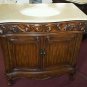 36" Cream Marble bathroom vanity Teak finish sink