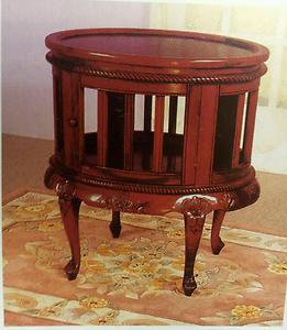 solid cherry redwood 30" chocolate oval table stand with removable tray top