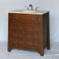 32" Cream Marble bathroom vanity Walnut finish sink faucet NOT included