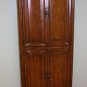 28" Teak Stained Linen Tower Cabinet w/ scroll design