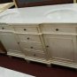 72" Whitewash bathroom double vanity sink white marble transitional design