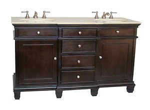 72" Espresso bathroom double vanity sink cream marble transitional design