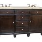 72" Espresso bathroom double vanity sink cream marble transitional design