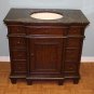 36" sink coffee marble bathroom vanity teak finish bisque bowl