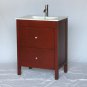 28" Cherry with white porcelain top vanity sink