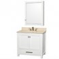 42" and 36" combo Bath Vanity Sink White Marble w/ Whitewash Cabinet White Bowl