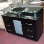 48" combo Raised Glass top Modern Vanity Ebony w/faucet with 20" linen tower