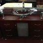 48" combo Raised Glass top Modern Vanity Cherry w/faucet with 20" linen tower
