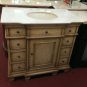 36" Bathroom Vanity Sink Cream Marble Antique White Finish w/ Bisque Bowl