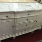 60" Whitewash-stained bathroom single vanity sink white marble