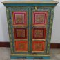 India Hand Raised Painted 2 Door Cabinet / Chest 27" wide 36" Tall