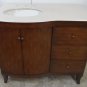 40" Bathroom Vanity Sink Teak Stained Cabinet w Cream Marble & Bisque Bowl