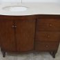 40" Bathroom Vanity Sink Teak Stained Cabinet w Cream Marble & Bisque Bowl