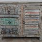 35" Hand Painted Rustic 3 Drawer /  2 door Wood Cabinet /  Chest from India