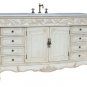60" Whitewash-stained bathroom vanity sink cream marble