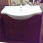 32" Modern Bathroom Vanity Sink Cherry Finish w/ White Porcelain Top  w/ Faucet