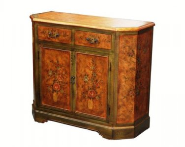 Chinese Flowers design cut corner Cabinet