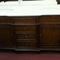 60" Teak-stained bathroom double vanity sink cream marble