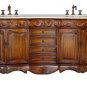 72" Teak bathroom double vanity sink cream marble traditional design