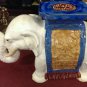 colorful hand painted 22" w 12" h porcelain elephant stool antique reproduction