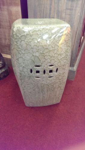 celedon green solid porcelain garden stool 18" high