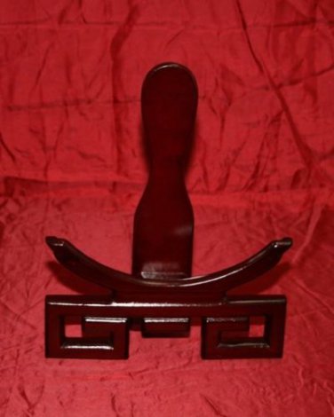 12" high cherry wood fancy key design plate or dish stand.  we have all sizes.