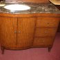 40" Bathroom Vanity Sink Teak Stained Cabinet w Coffee Marble & Bisque Bowl