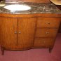 40" Bathroom Vanity Sink Teak Stained Cabinet w Coffee Marble & Bisque Bowl