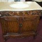 36" Cream Marble bathroom vanity Teak finish sink w/ medicine cabinet or mirror