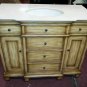 36" Bathroom Vanity Sink Cream Marble Honey Finish w/ Bisque Bowl
