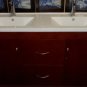 59" Cherry-stained Bathroom Double Vanity Sink White Acrylic Top w/ Faucets